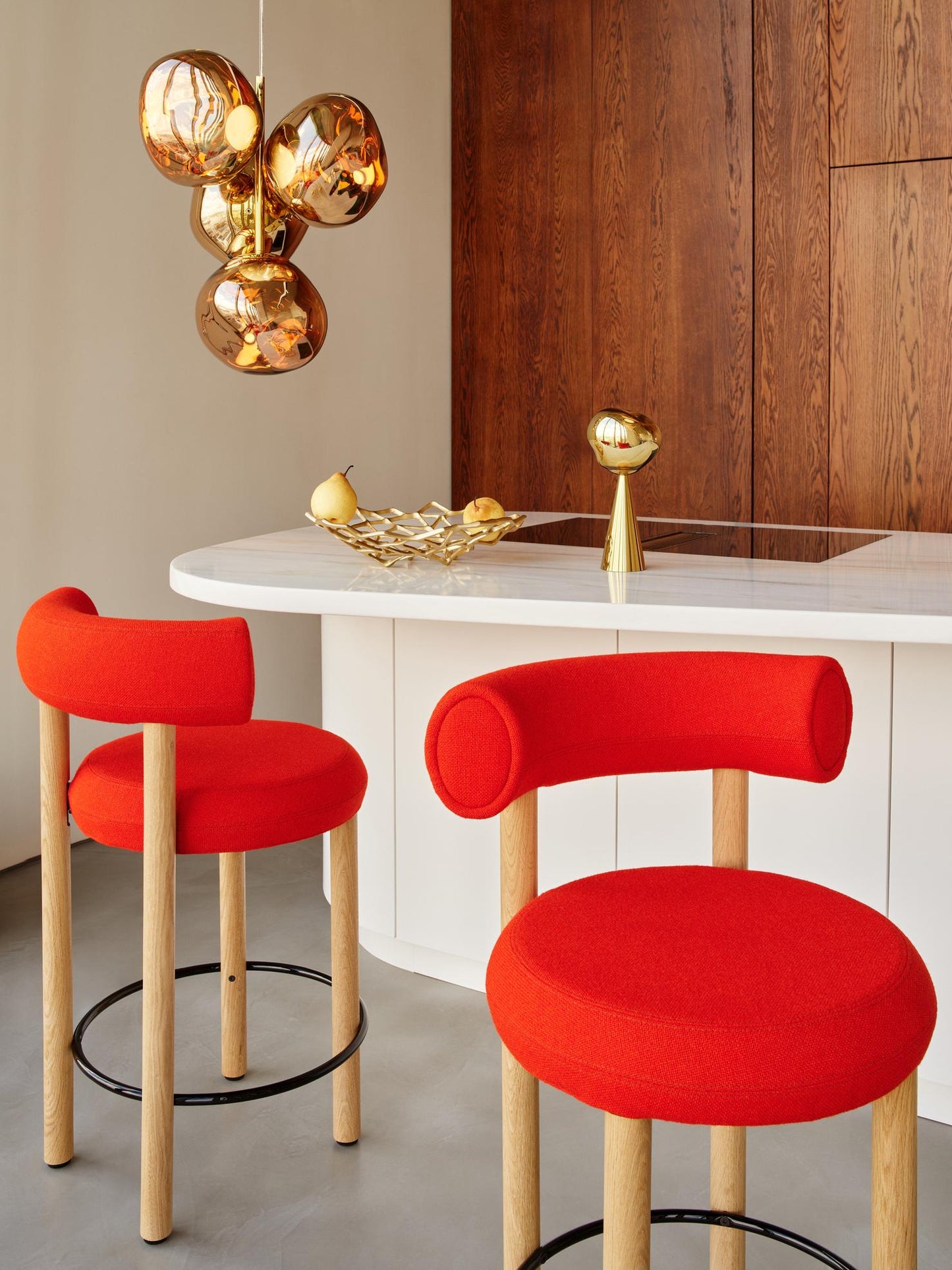 Fat Stool, Lounge & Dinning Chair Natural oak orange red (Kvadrat Hero) 20552 Tom Dixon.