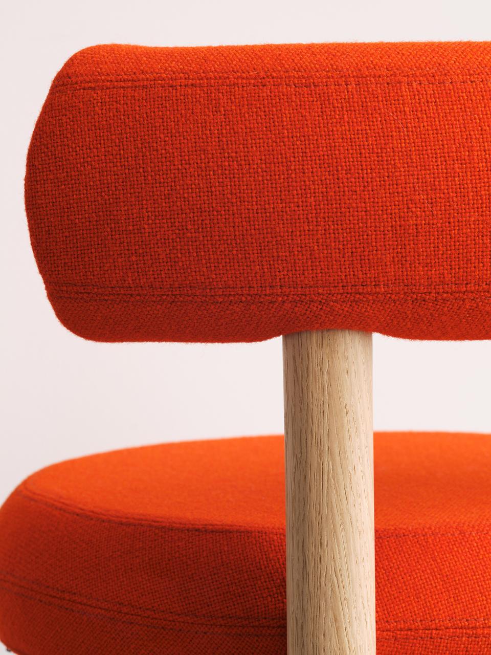 Fat Stool, Lounge & Dinning Chair Natural oak orange red (Kvadrat Hero) 20552 Tom Dixon.