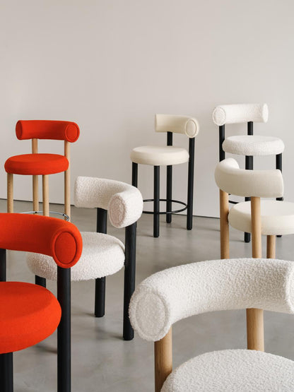 Fat Stool, Lounge & Dinning Chair Natural oak orange red (Kvadrat Hero) 20552 Tom Dixon.