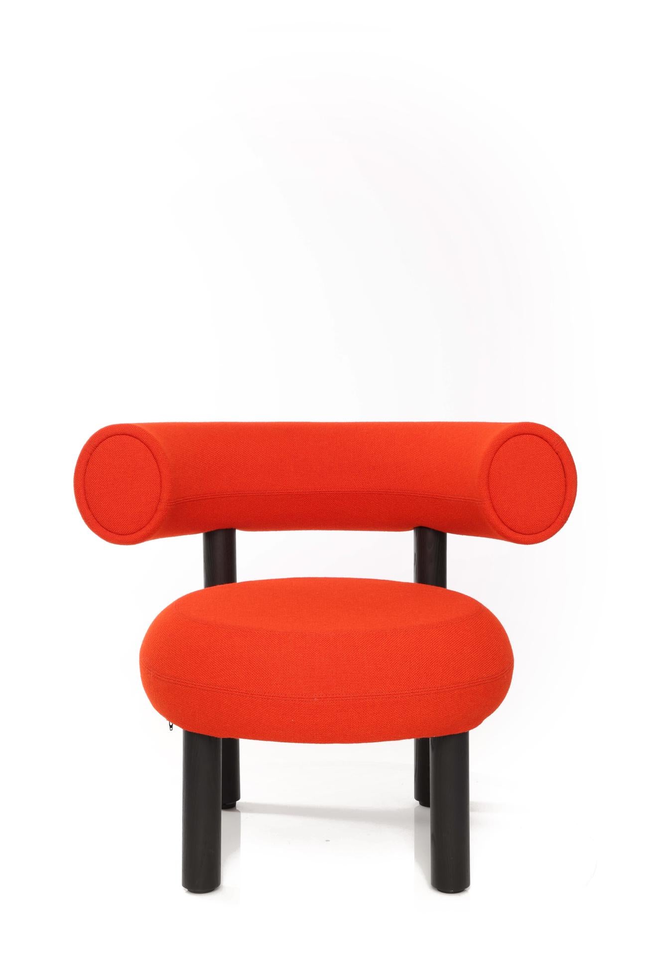 Fat Stool, Lounge & Dinning Chair Natural oak orange red (Kvadrat Hero) 20552 Tom Dixon.