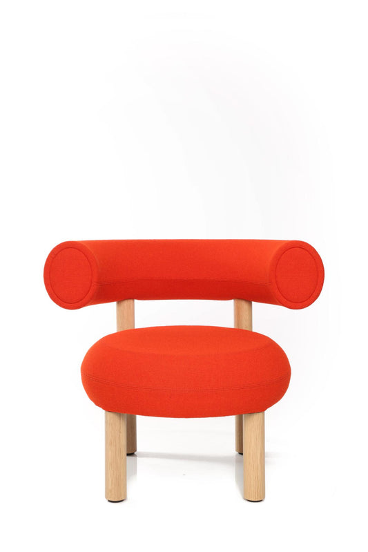 Fat Stool, Lounge & Dinning Chair Natural oak orange red (Kvadrat Hero) 20552 Tom Dixon.