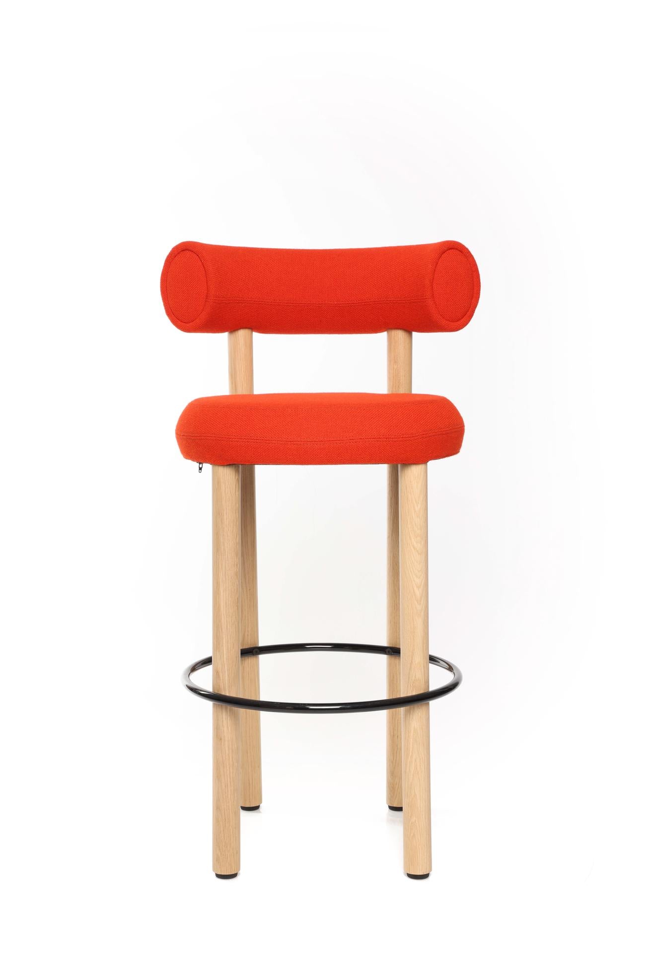 Fat Stool, Lounge & Dinning Chair Natural oak orange red (Kvadrat Hero) 20552 Tom Dixon.