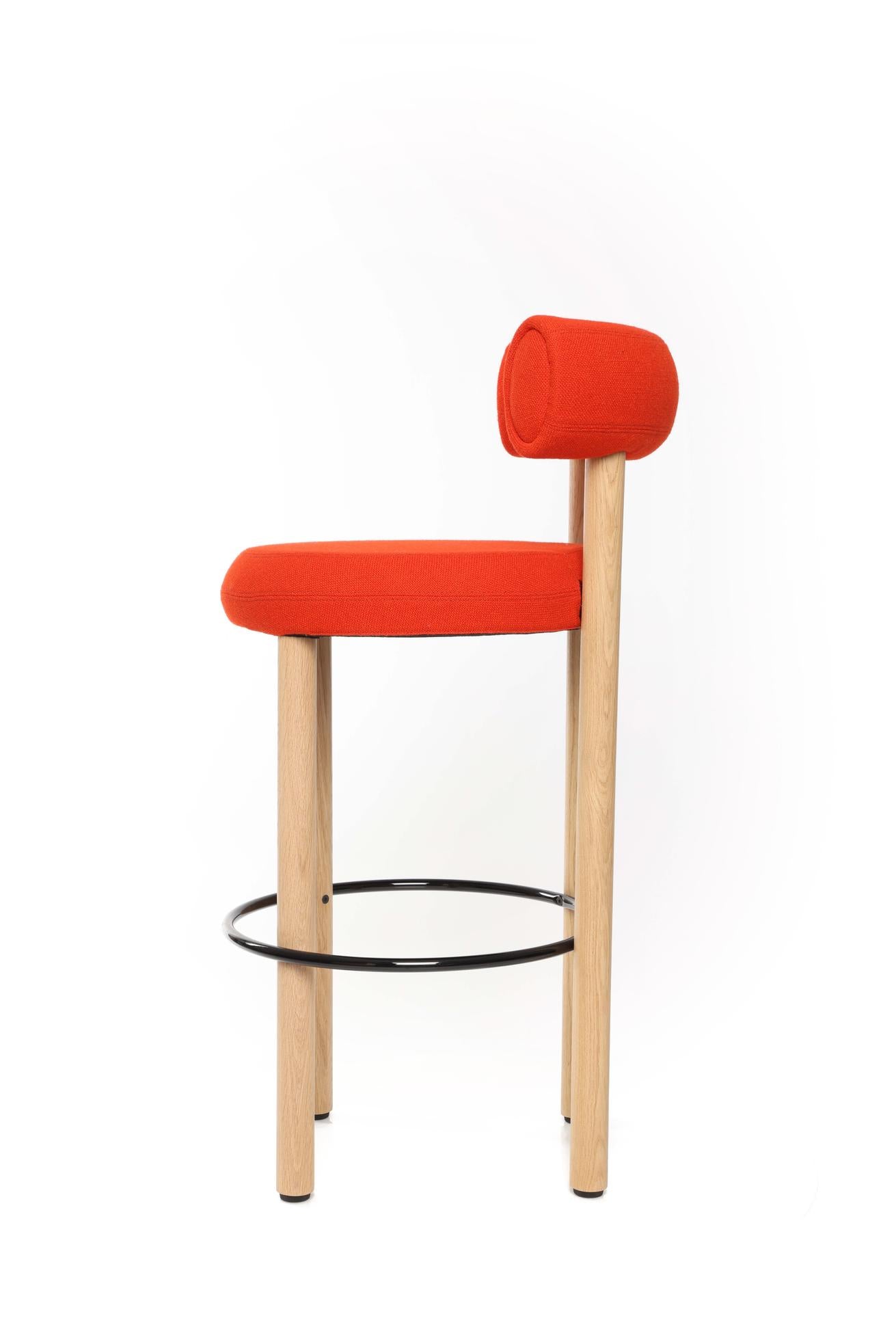 Fat Stool, Lounge & Dinning Chair Natural oak orange red (Kvadrat Hero) 20552 Tom Dixon.