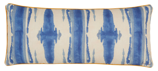 Lisa Corti Cotton Cushion Cover 60x25cm Flame Design Blue Pervinch
