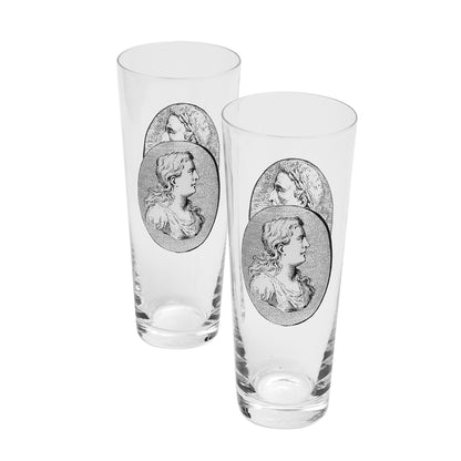 Fornasetti Set 2 soda glasses Cammei - Milk Concept Boutique