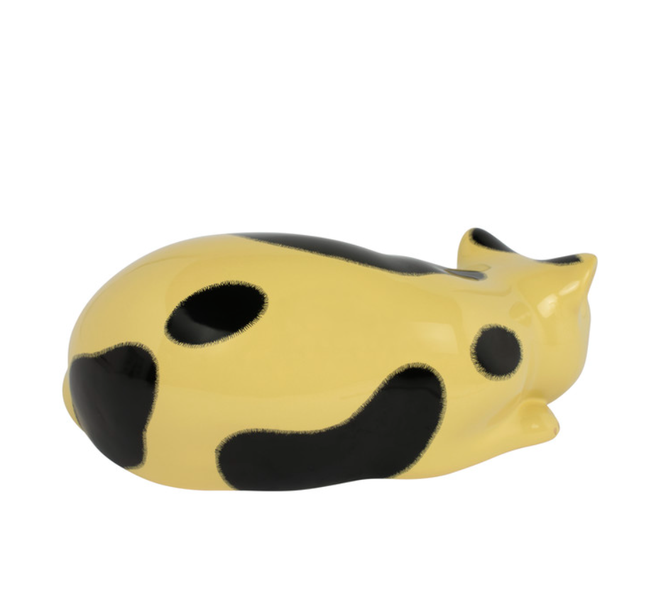 Fornasetti ceramic Cat Macchiato on yellow