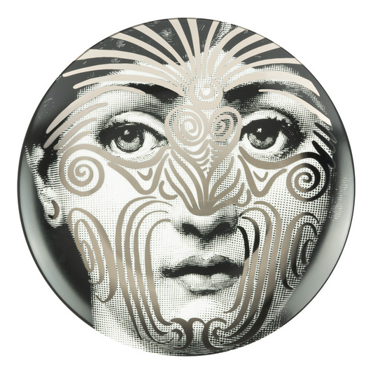 Fornasetti Wall Plate T&V 9 in platinum - Milk Concept Boutique