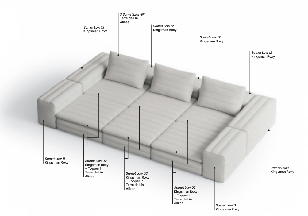 Gervasoni, Samet Low Modular Sofa - Milk Concept Boutique