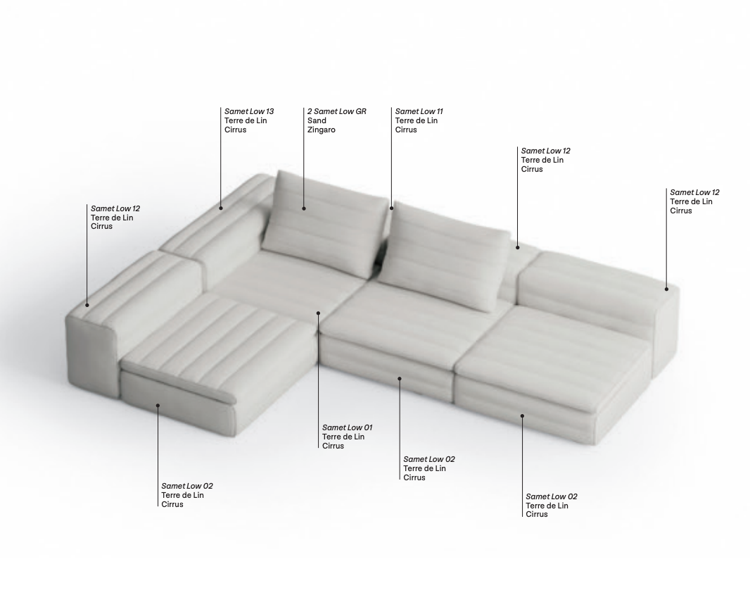 Gervasoni, Samet Low Modular Sofa - Milk Concept Boutique