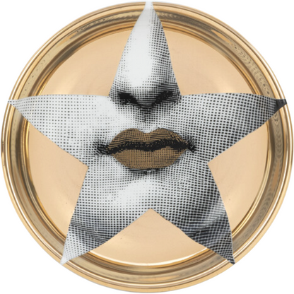 Fornasetti Round ashtray Tema e Variazioni n°399 black/white/gold - Milk Concept Boutique