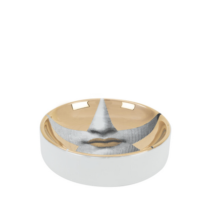 Fornasetti Round ashtray Tema e Variazioni n°399 black/white/gold - Milk Concept Boutique