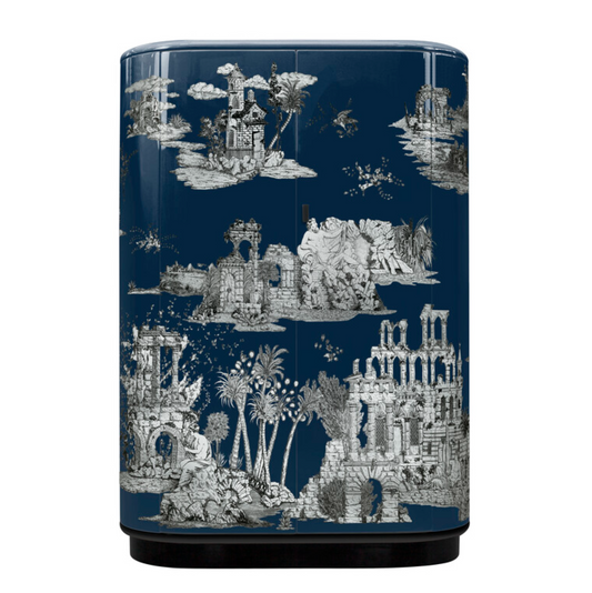 Fornasetti Curved cabinet Grand Coromandel silver/blue - Milk Concept Boutique