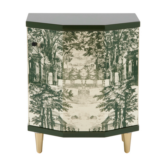 Fornasetti Night stand polyhedric Giardino Settecentesco green/ivory - Milk Concept Boutique