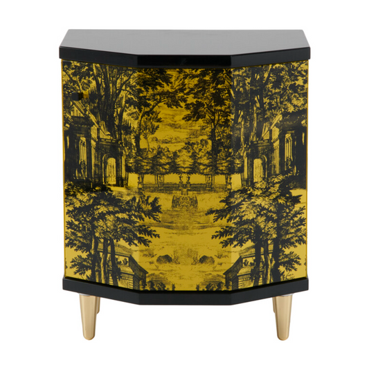 Fornasetti Night stand polyhedric Giardino Settecentesco black/yellow - Milk Concept Boutique