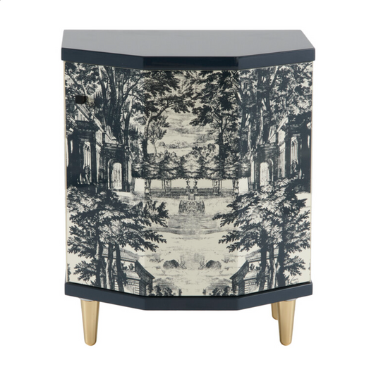 Fornasetti Night stand polyhedric Giardino Settecentesco blue/ ivory - Milk Concept Boutique