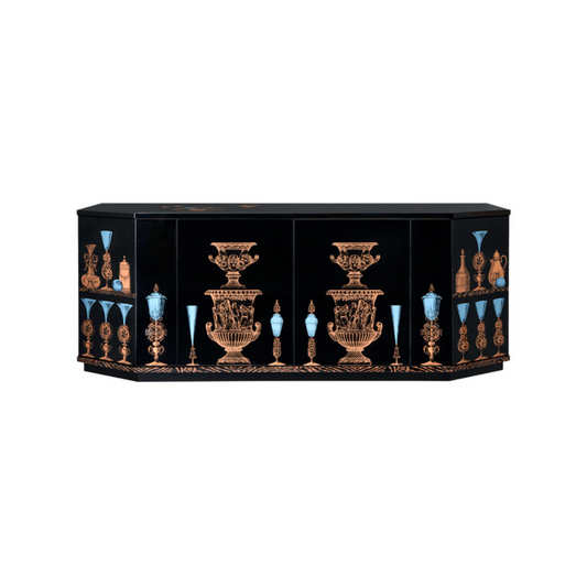 Fornasetti Buffet Polyhedric Vasi color on black - Milk Concept Boutique