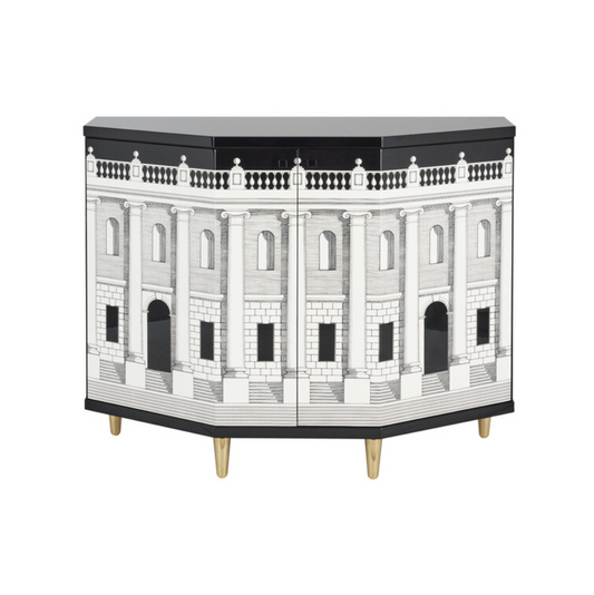 Fornasetti Small cabinet polyhedric Casa Con Colonne Black & White - Milk Concept Boutique