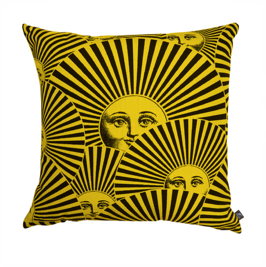 Fornasetti Outdoor cushion 60x60cm Soli a Ventaglio black/yellow - Milk Concept Boutique