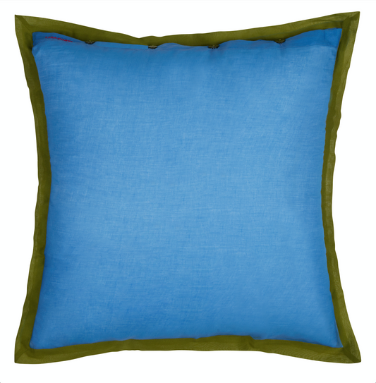 Lisa Corti Organza Cushion Cover 60x60cm Bicolor Pervich Leaves Green