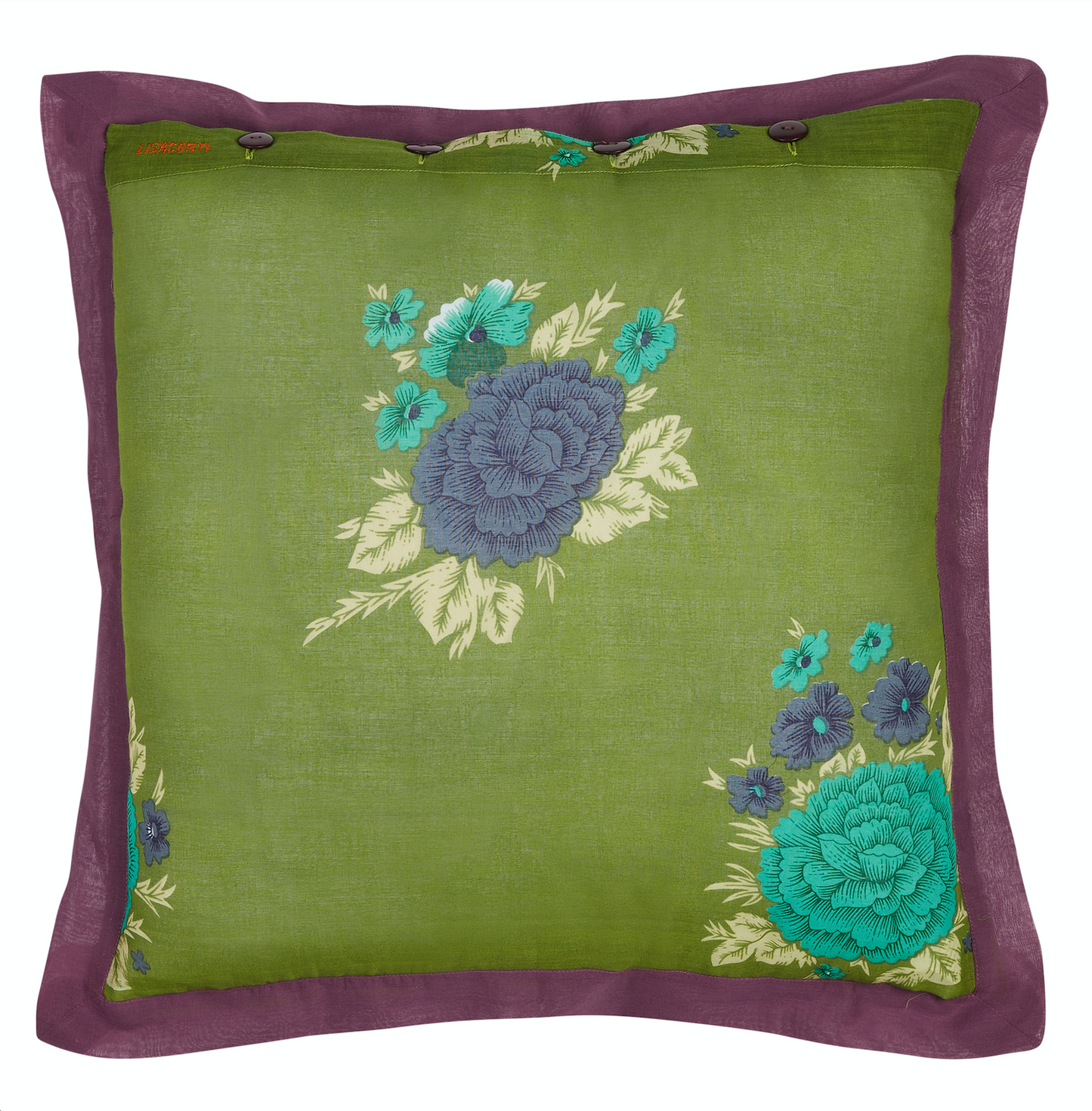 Lisa Corti Organza Cushion Cover 45x45cm Flower Big Dahlia Acid Green