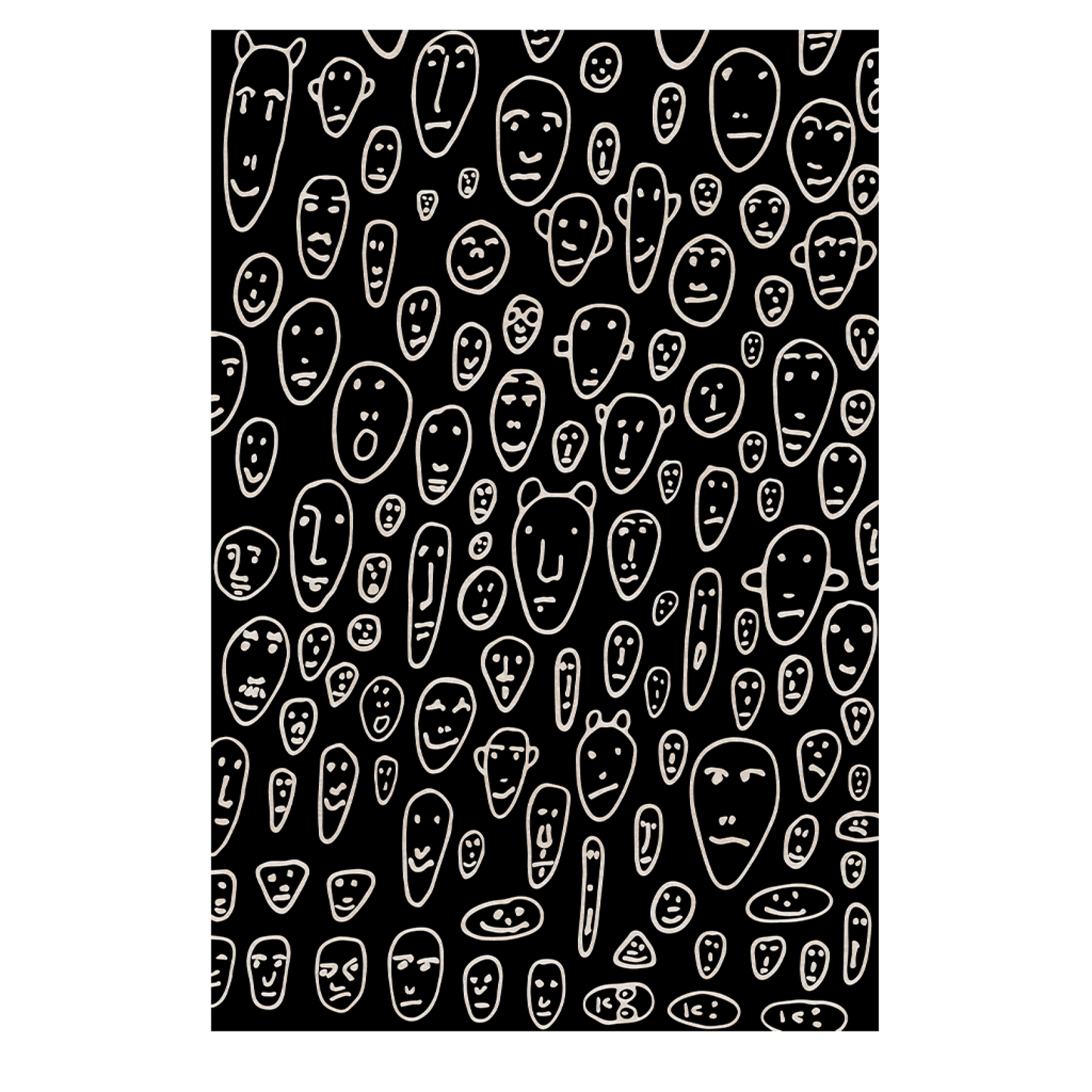 RUG FLOATING FACES BLACK design by  Andrea Branzi