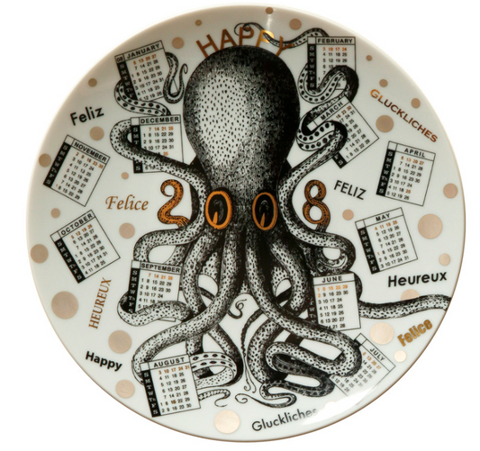 Fornasetti Calendar Plate 2008 black/white/gold - Milk Concept Boutique