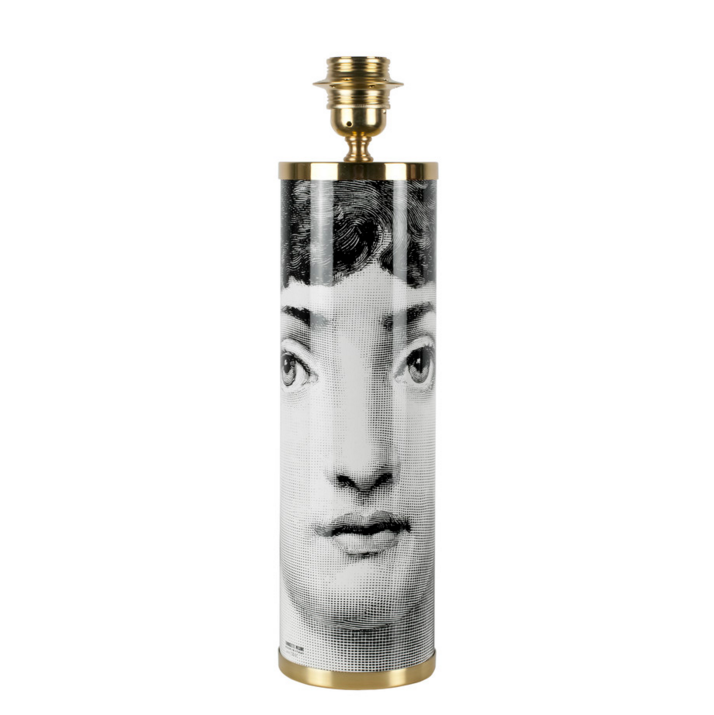 Fornasetti Cylindrical lamp base Viso black/white - Milk Concept Boutique