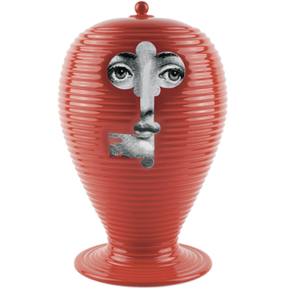 Fornasetti Vase Rigato serratura black/white on red - Milk Concept Boutique