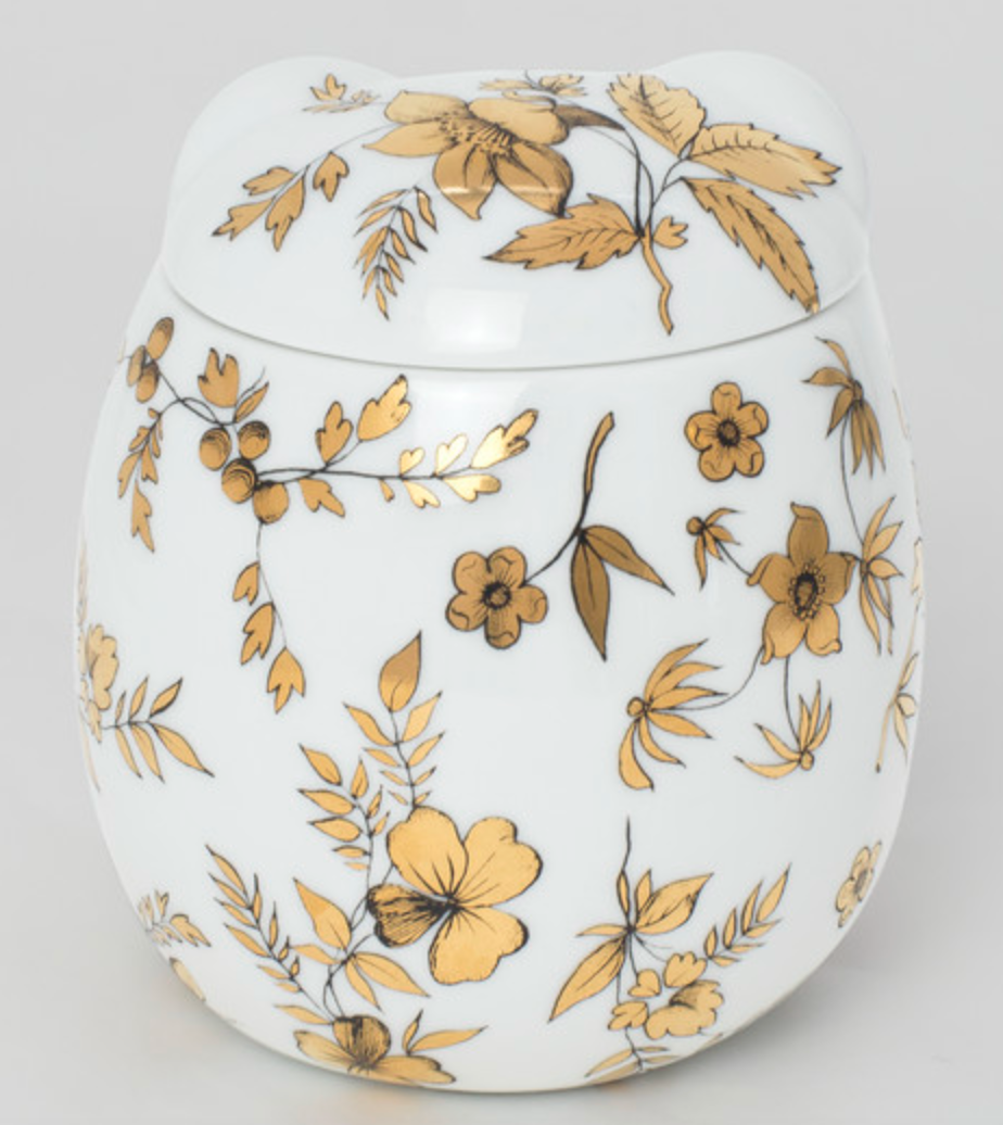 Fornasetti Jar Civetta Fiorata b/w/Gold - Milk Concept Boutique