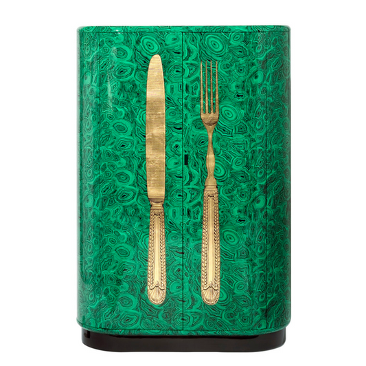 Fornasetti Curved cabinet Posate gold/green malachite - Milk Concept Boutique