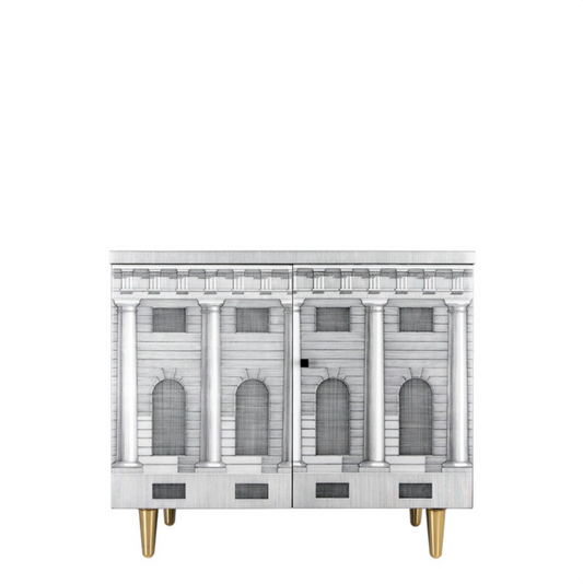 Fornasetti Small sideboard brass feet Architettura black/white - Milk Concept Boutique