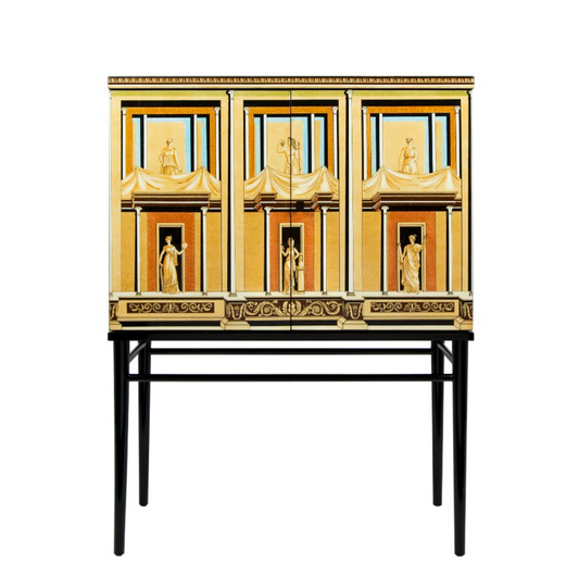 Fornasetti Raised small sideboard Pompeiana ochre tones - Milk Concept Boutique