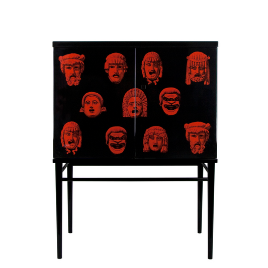 Fornasetti Maschere black/red raised small sideboard Maschere black/red - Milk Concept Boutique