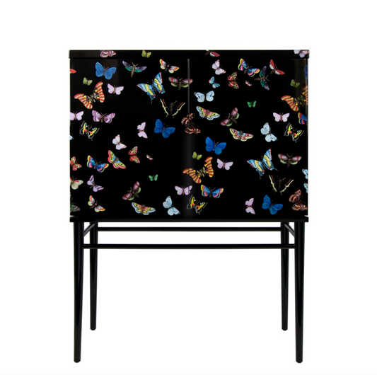 Fornasetti Raised small sideboard Farfalle in black or white - Milk Concept Boutique