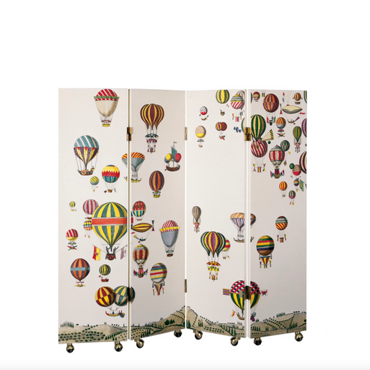 Fornasetti screen 140 x H.135cm Palloni (colours) on white - Milk Concept Boutique