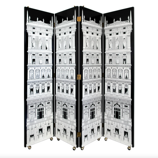 Fornasetti screen 200 x H.205 Grattacieli rinascimentali (black & white) - Milk Concept Boutique