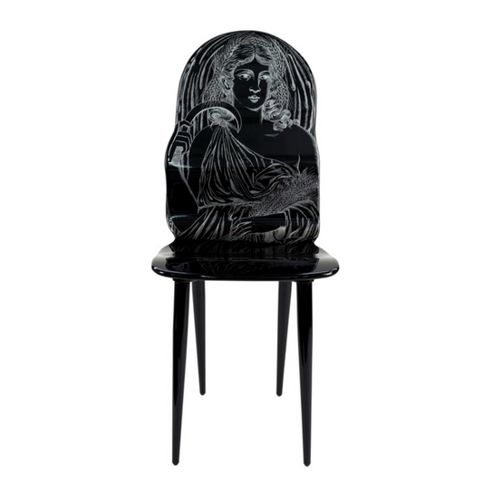 Fornasetti Chair 4 Stagioni silver on black - Milk Concept Boutique