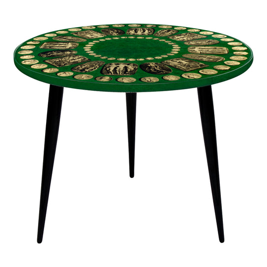 Fornasetti Coffee table top ø60cm - Cammei gold/sponged green - Milk Concept Boutique