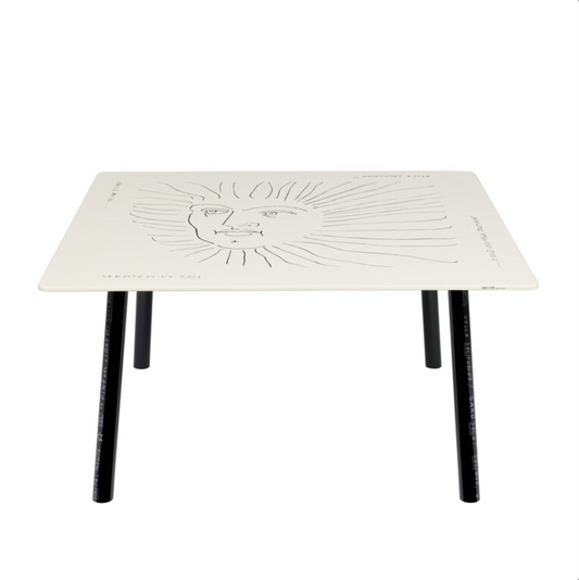 Fornasetti Table 80x80cm Solitario black on ivory - base h40 black - Milk Concept Boutique