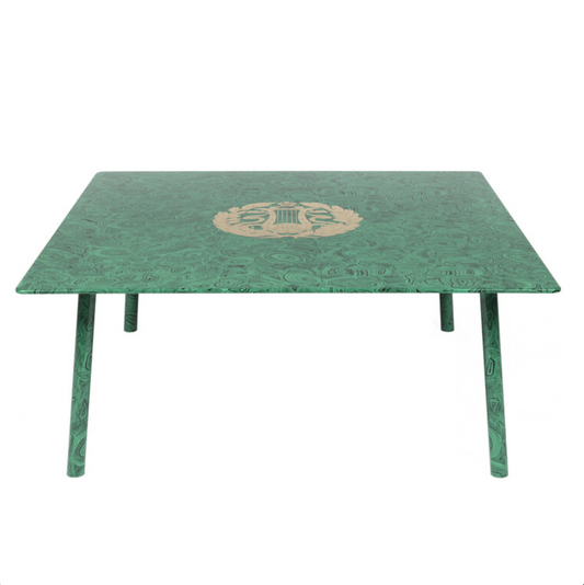 Fornasetti Table ø100x100cm Malachite green Lira gold - base h40 Malachite green - Milk Concept Boutique