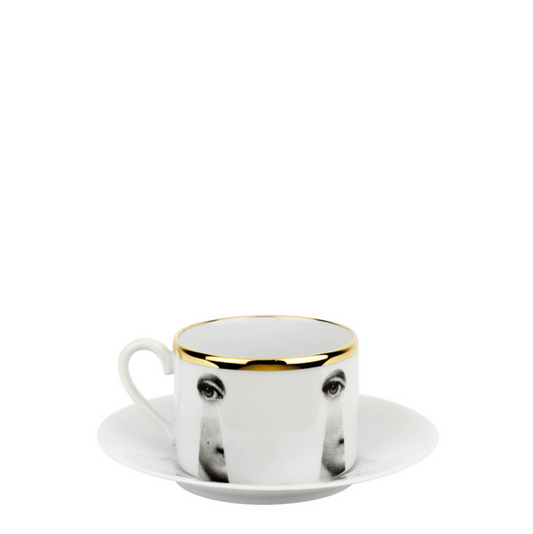 Fornasetti Tea Cup Serratura Black/White/Gold - Milk Concept Boutique