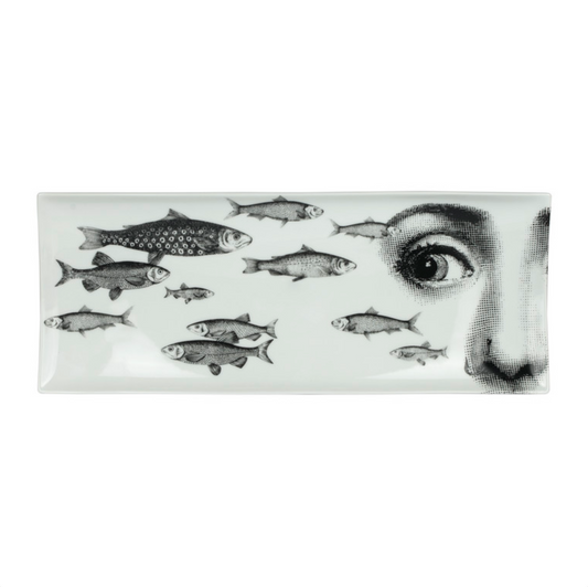 Fornasetti Rectangular Ceramic Tray T&V  n°392 Black/White - Milk Concept Boutique