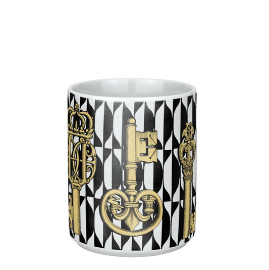 Fornasetti Pencil holder Chiavi Gold and Losanghe black & white & gold - Milk Concept Boutique