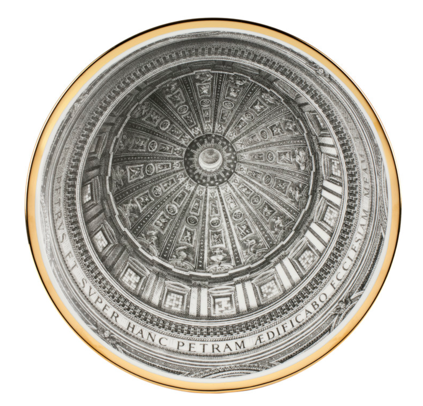 Fornasetti Wall Plate Cupola San Pietro (Roma) black/white/gold - Diameter 31 cm - Milk Concept Boutique