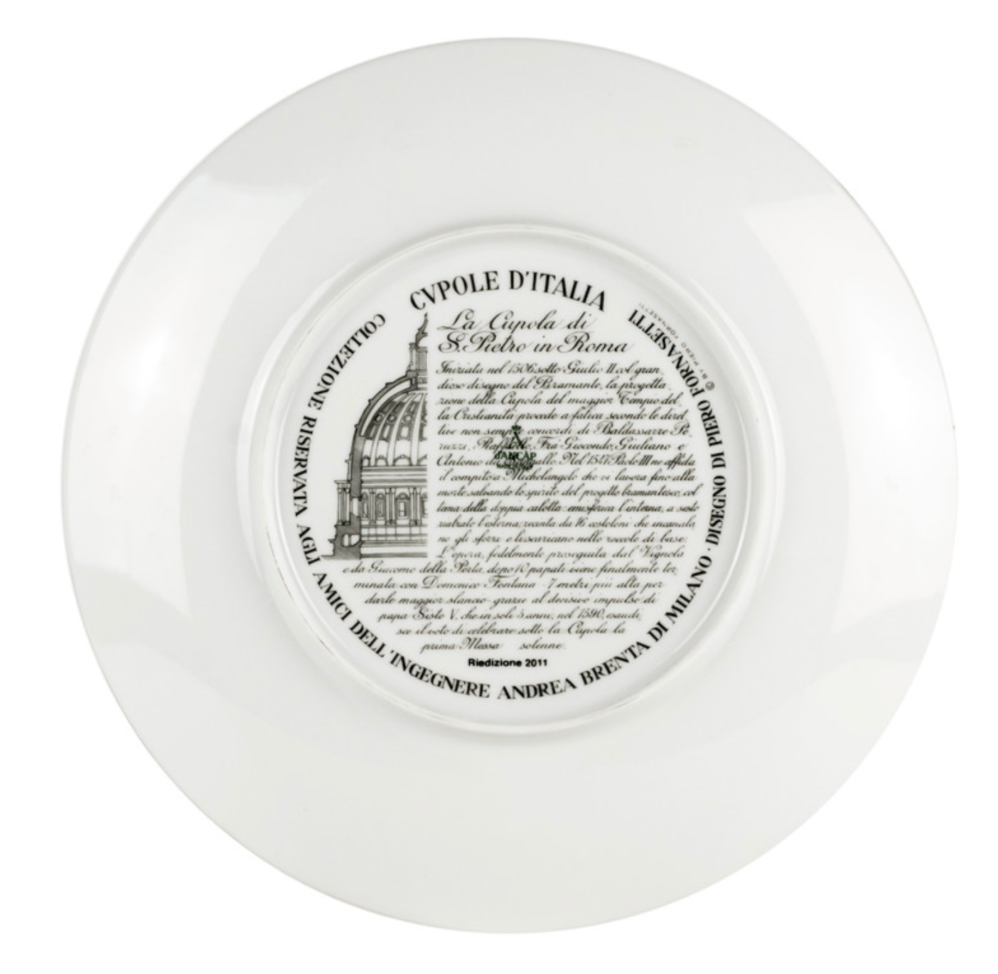 Fornasetti Wall Plate Cupola San Pietro (Roma) black/white/gold - Diameter 31 cm - Milk Concept Boutique