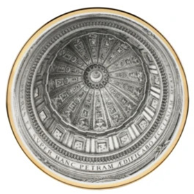 Fornasetti Wall Plate Cupola San Pietro (Roma) black/white/gold - Diameter 31 cm - Milk Concept Boutique