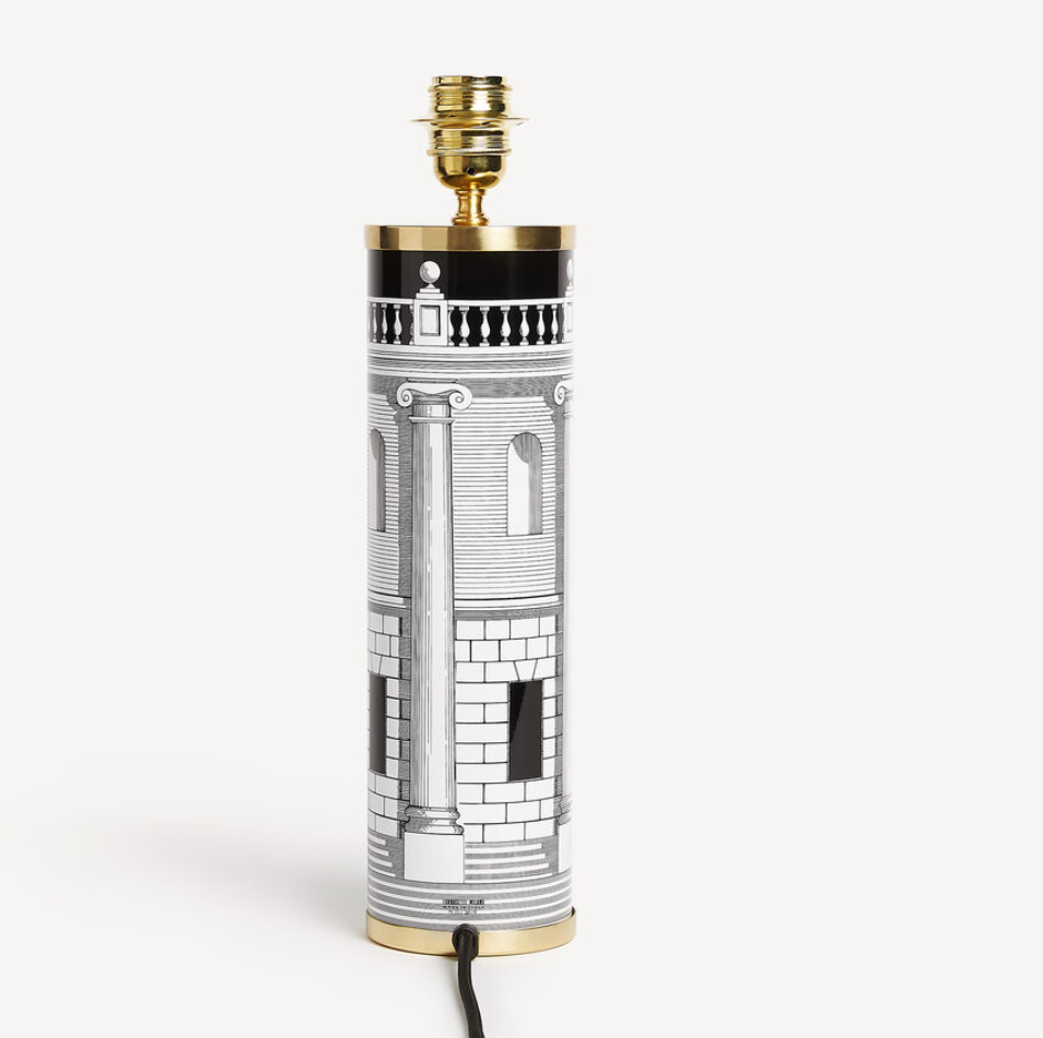 Fornasetti Cylindrical lamp base Casa con Colonne black/white - Milk Concept Boutique