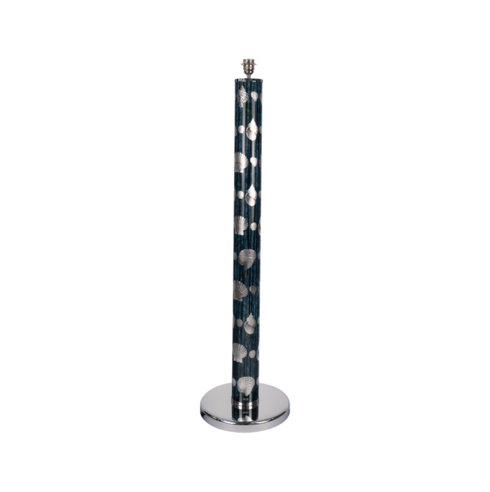 Fornasetti floor lamp Giro di conchiglie silver/dripped blue - chromed base - Milk Concept Boutique