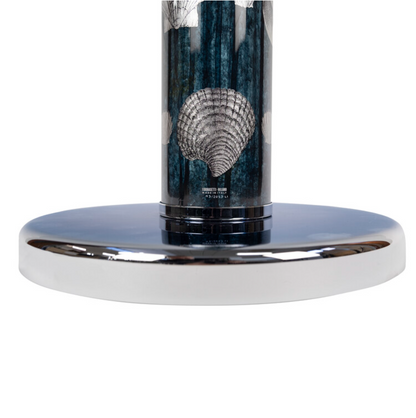 Fornasetti floor lamp Giro di conchiglie silver/dripped blue - chromed base - Milk Concept Boutique