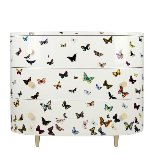 Fornasetti Curved chest of drawers farfalle colour white or black - Milk Concept Boutique